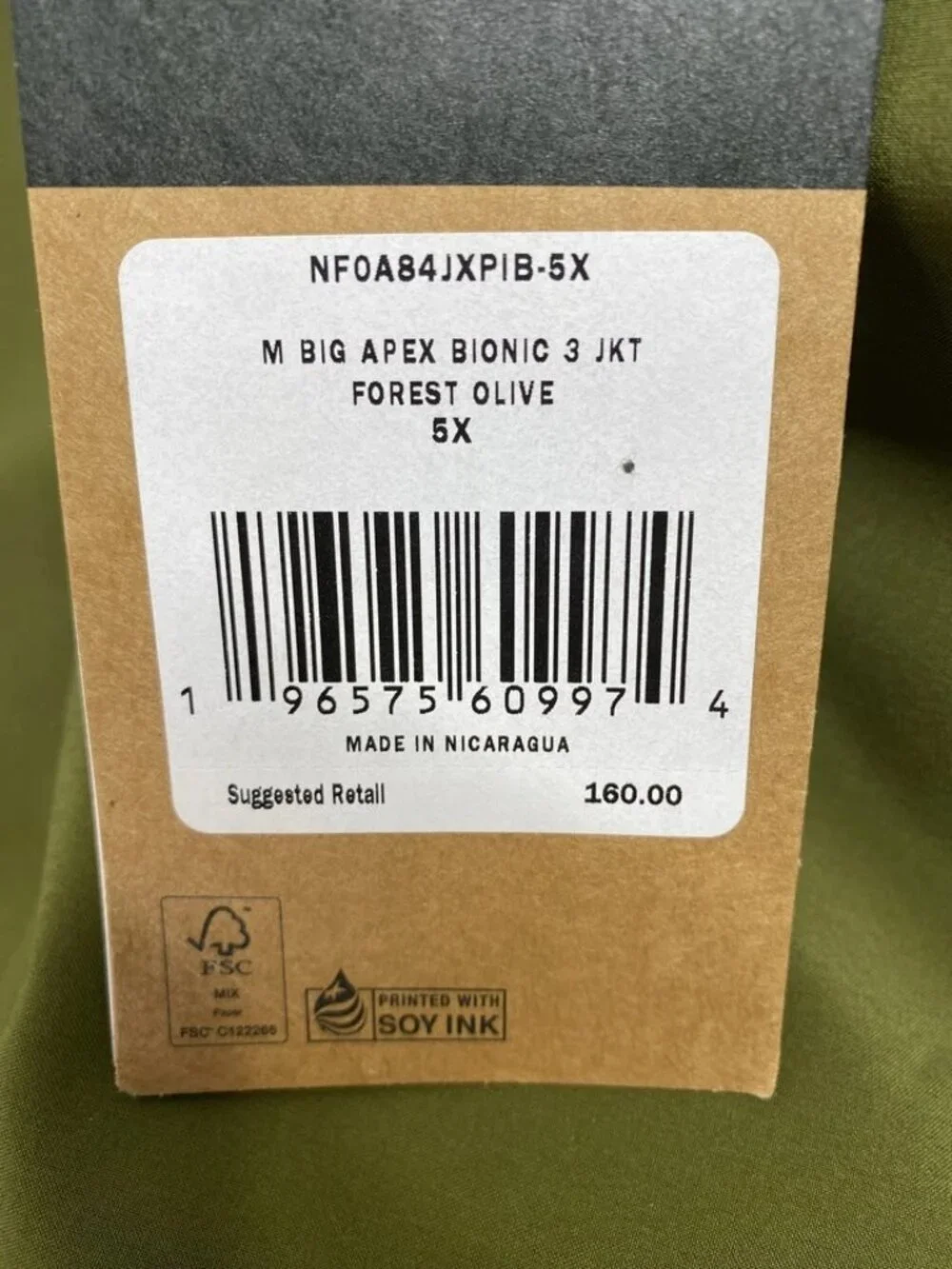 The North Face Mens Apex Bionic 3 Lightweight Jacket Size 5X Forest Olive